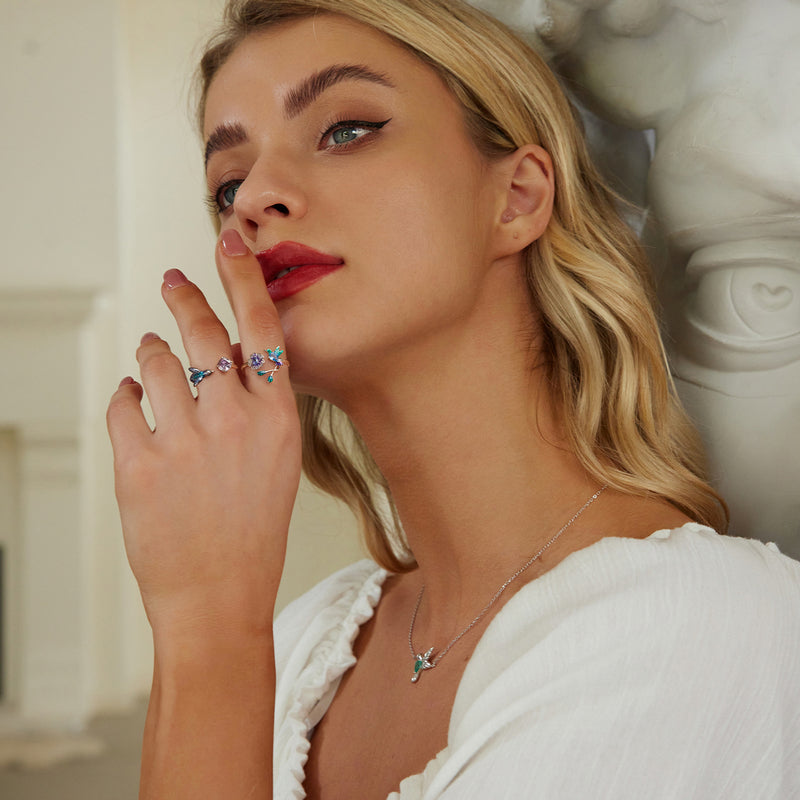 BAMOER Blooming Bird 925 Sterling Silver Open Ring
