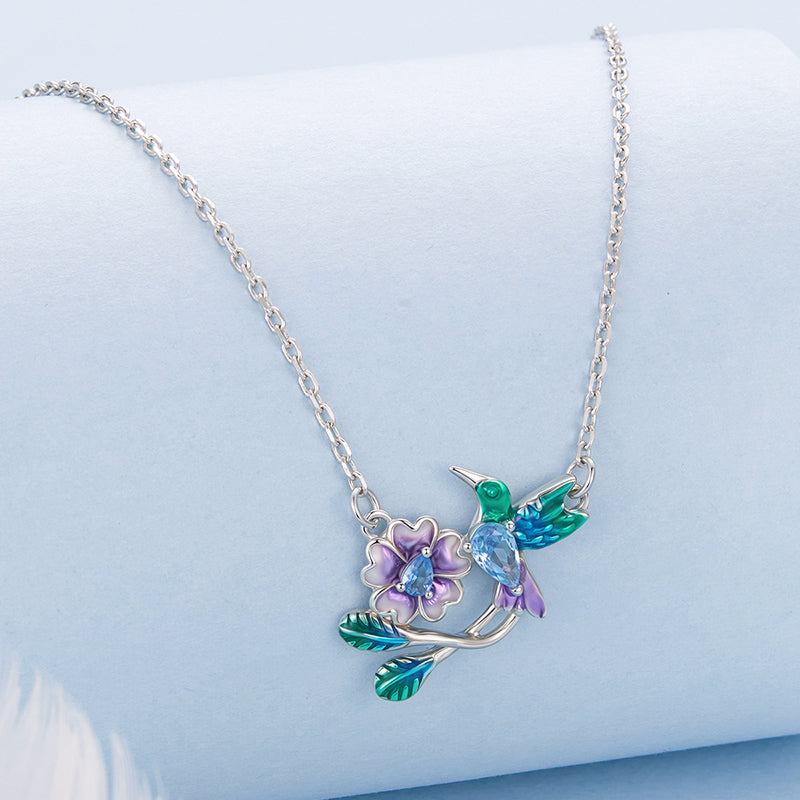 BAMOER Hummingbird Blossom Necklace