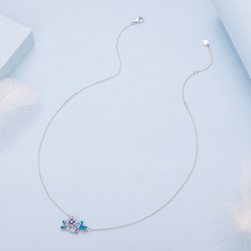 BAMOER Hummingbird Blossom Necklace