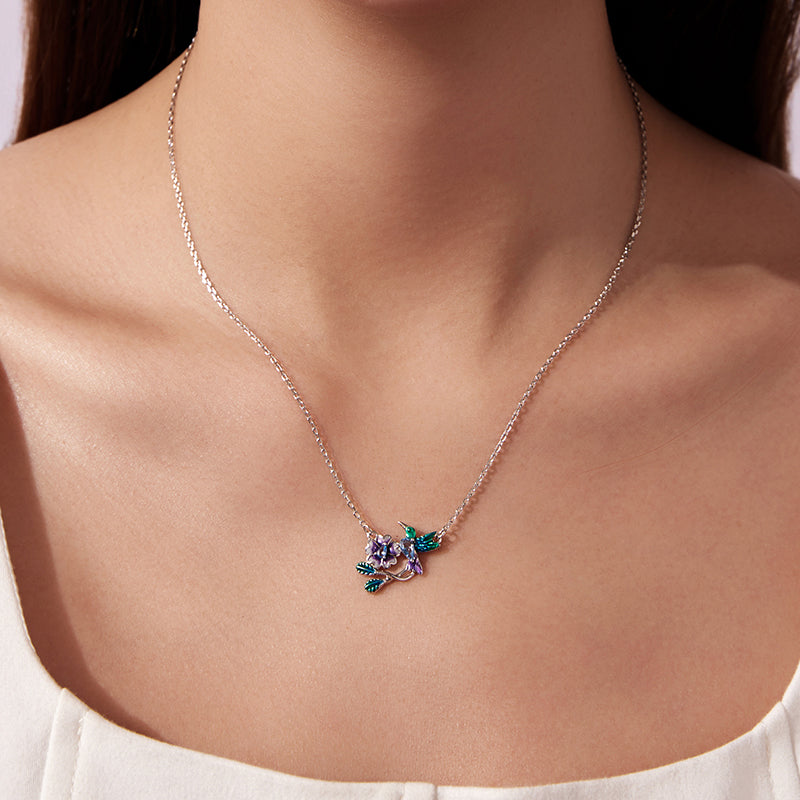 BAMOER Hummingbird Blossom Necklace