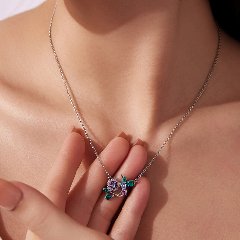 BAMOER Hummingbird Blossom Necklace