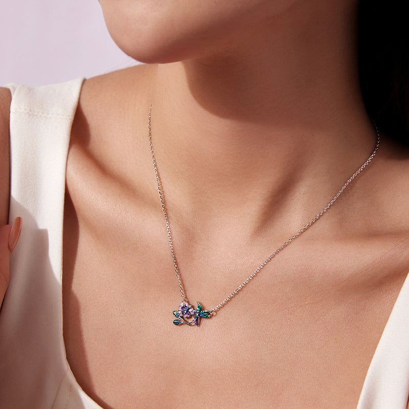 BAMOER Hummingbird Blossom Necklace