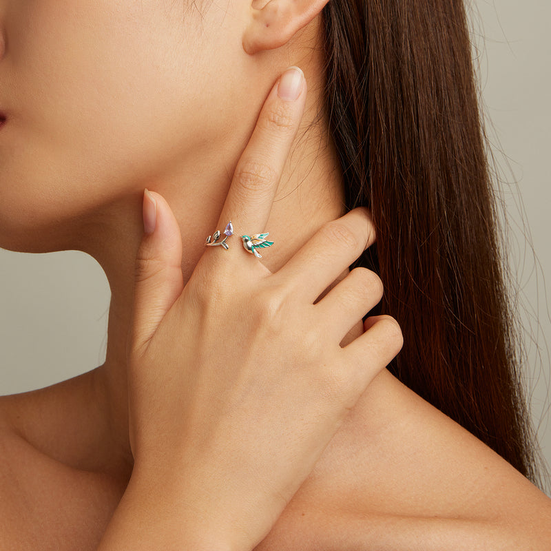 Nature Bird and Flower Ring