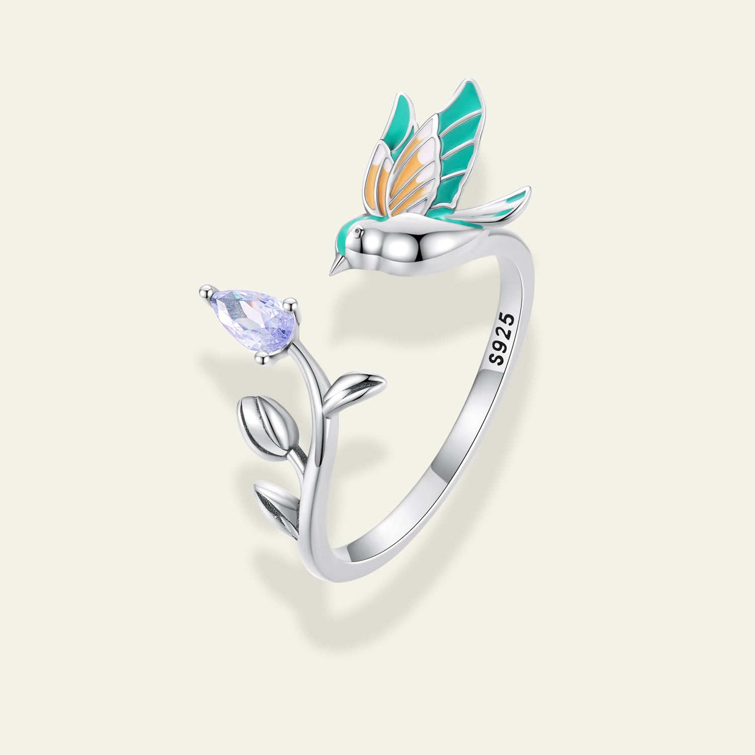 Nature Bird and Flower Ring