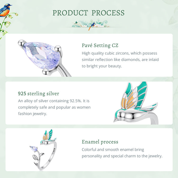 Nature Bird and Flower Ring
