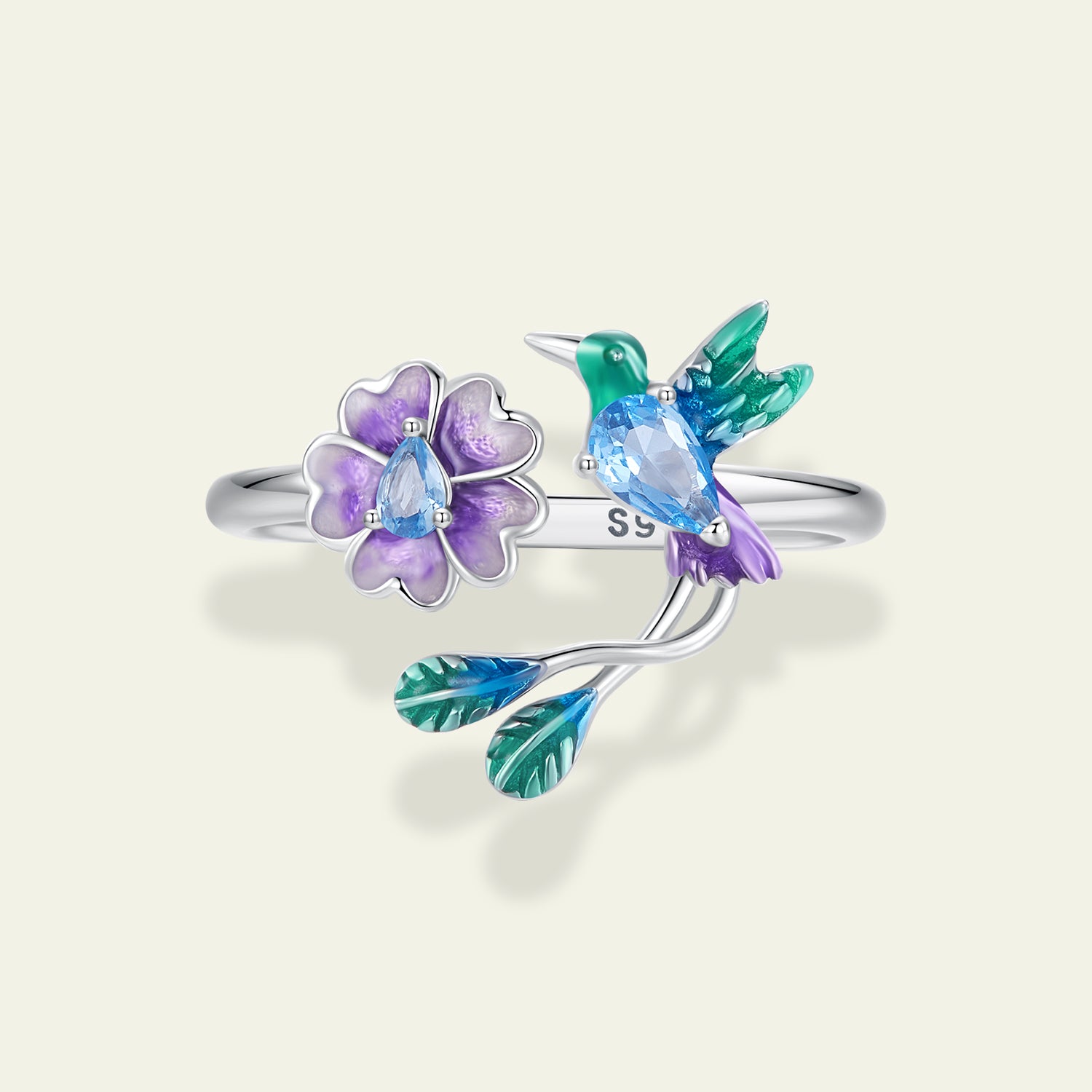 Violet Hummingbird Ring|BAMOER