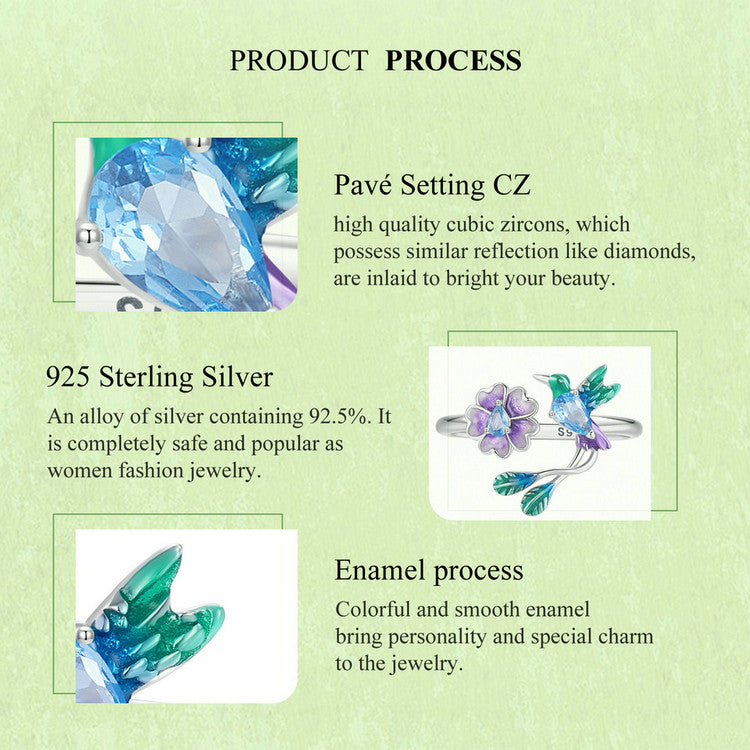 Violet Hummingbird Ring|BAMOER