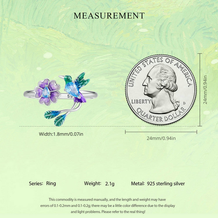 Violet Hummingbird Ring|BAMOER