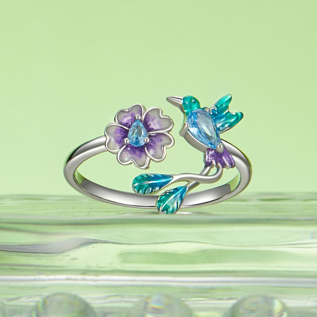 BAMOER Blooming Bird 925 Sterling Silver Open Ring