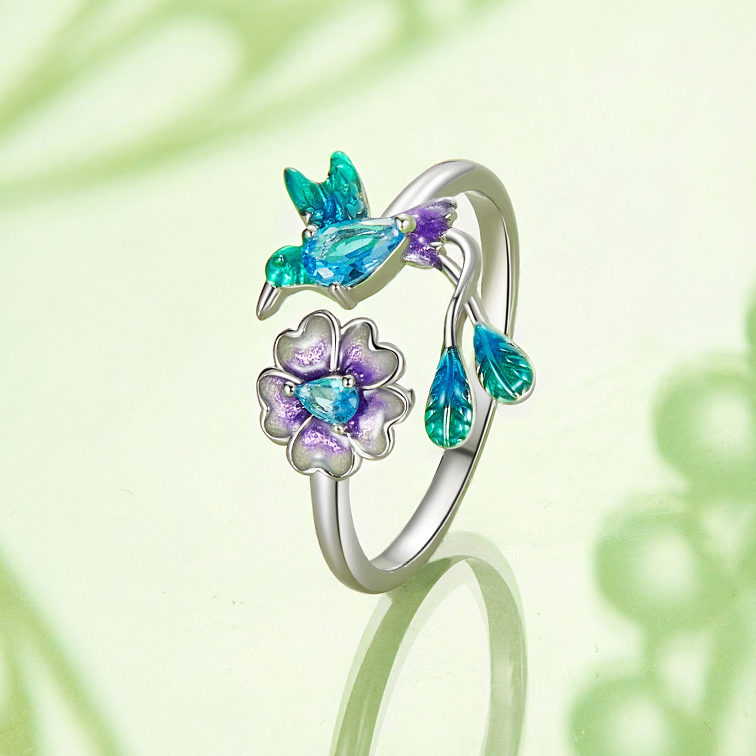 BAMOER Blooming Bird 925 Sterling Silver Open Ring