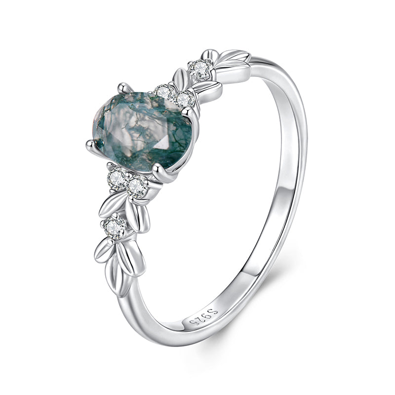 Botanical Moss Agate Ring