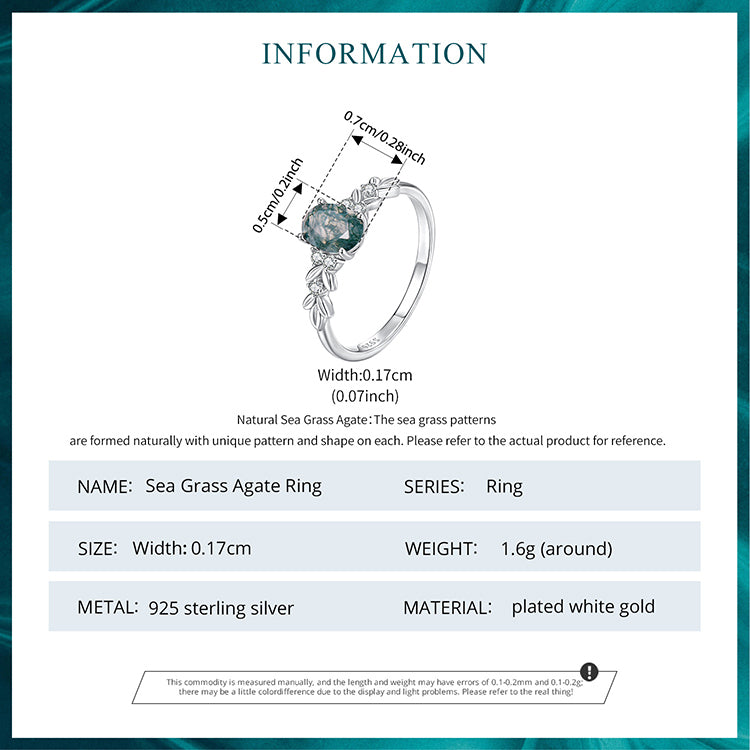 Botanical Moss Agate Ring