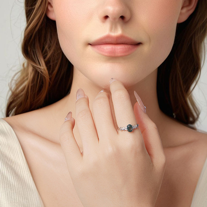 Botanical Moss Agate Ring
