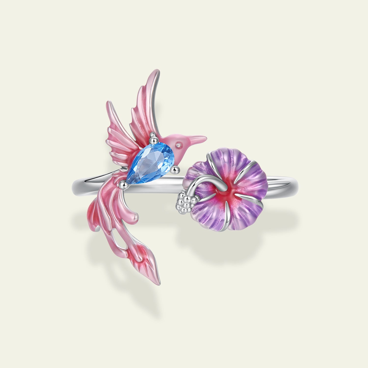 Pink Bird & Bloom Ring|BAMOER