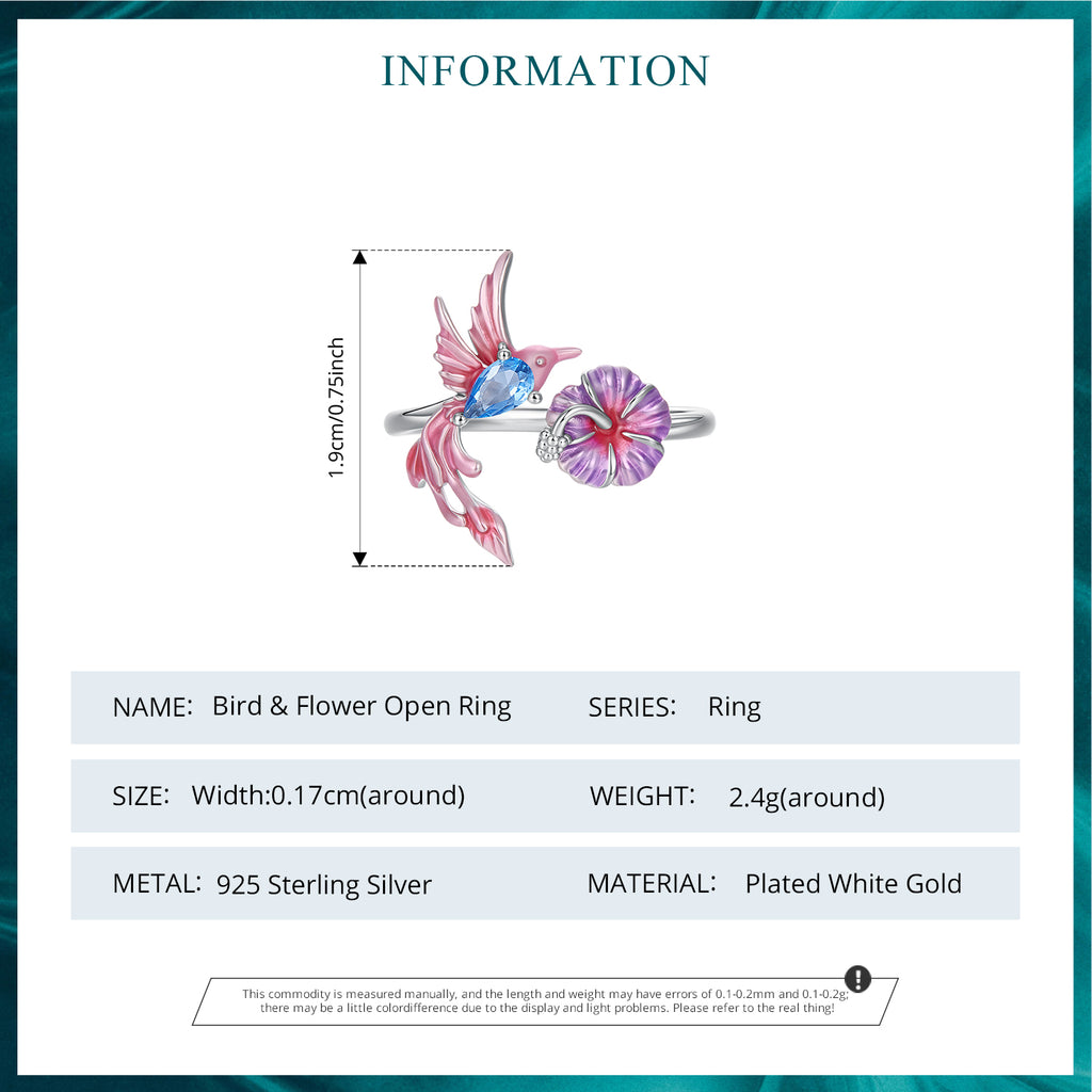 Pink Bird & Bloom Ring|BAMOER