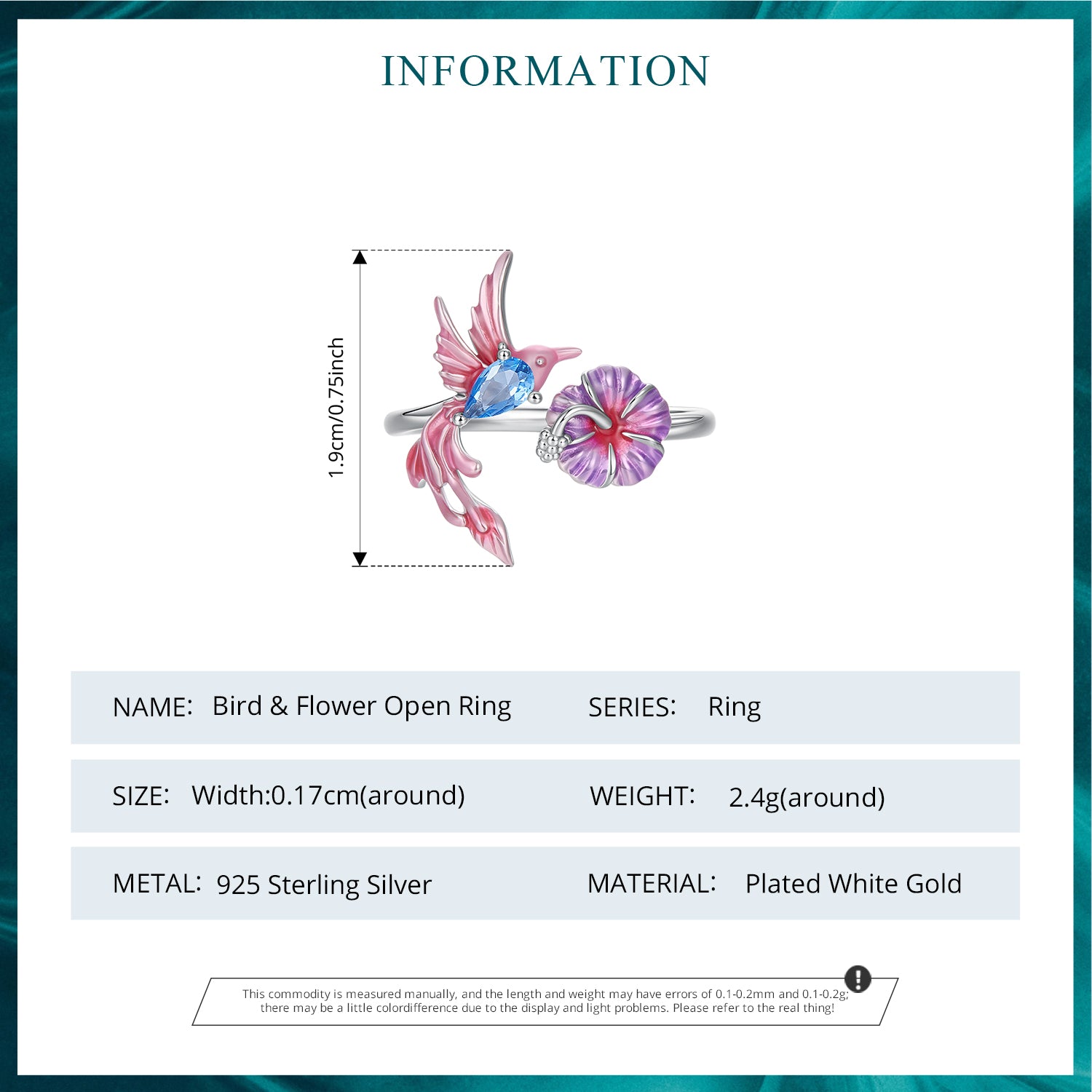 Pink Bird & Bloom Ring|BAMOER