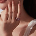 BAMOER Pink Blossom Bird Open Ring
