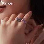 BAMOER Blooming Bird 925 Sterling Silver Open Ring