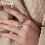 BAMOER Blooming Bird 925 Sterling Silver Open Ring