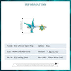 Teal Bird & Star Ring