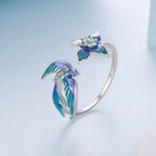 Blue Blossom Bird Open Ring