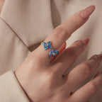 Blue Blossom Bird Open Ring