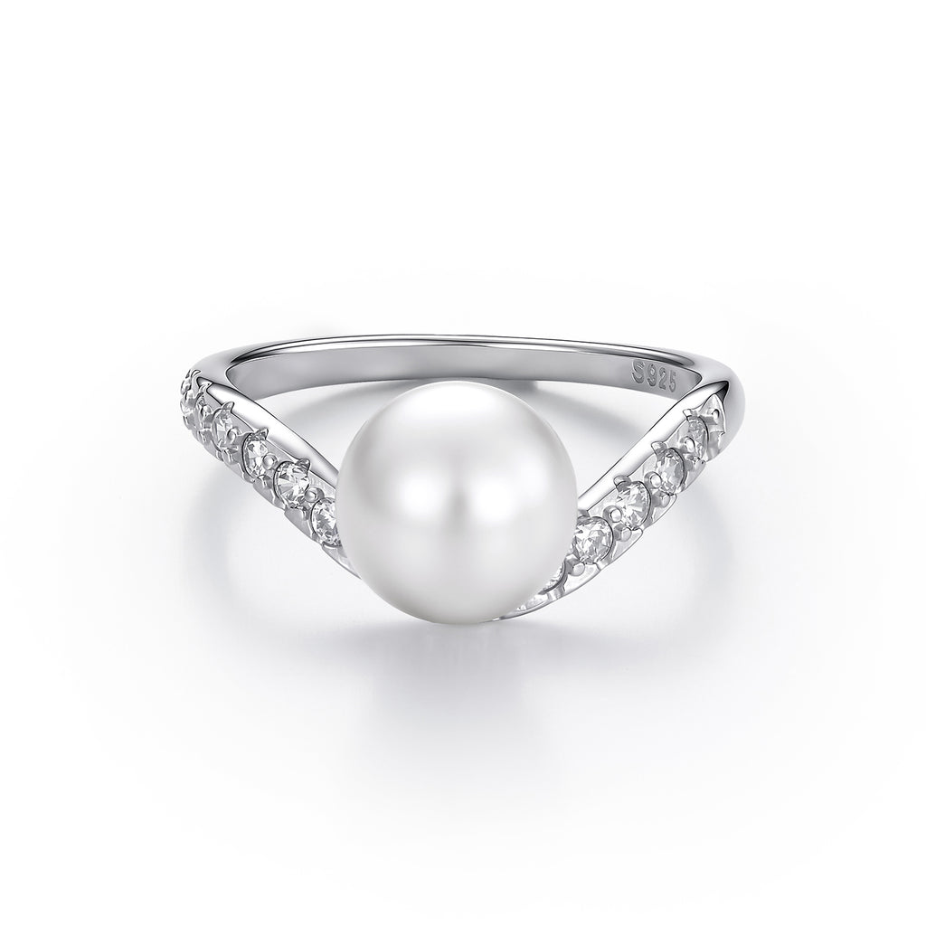V-Shape Pearl Ring