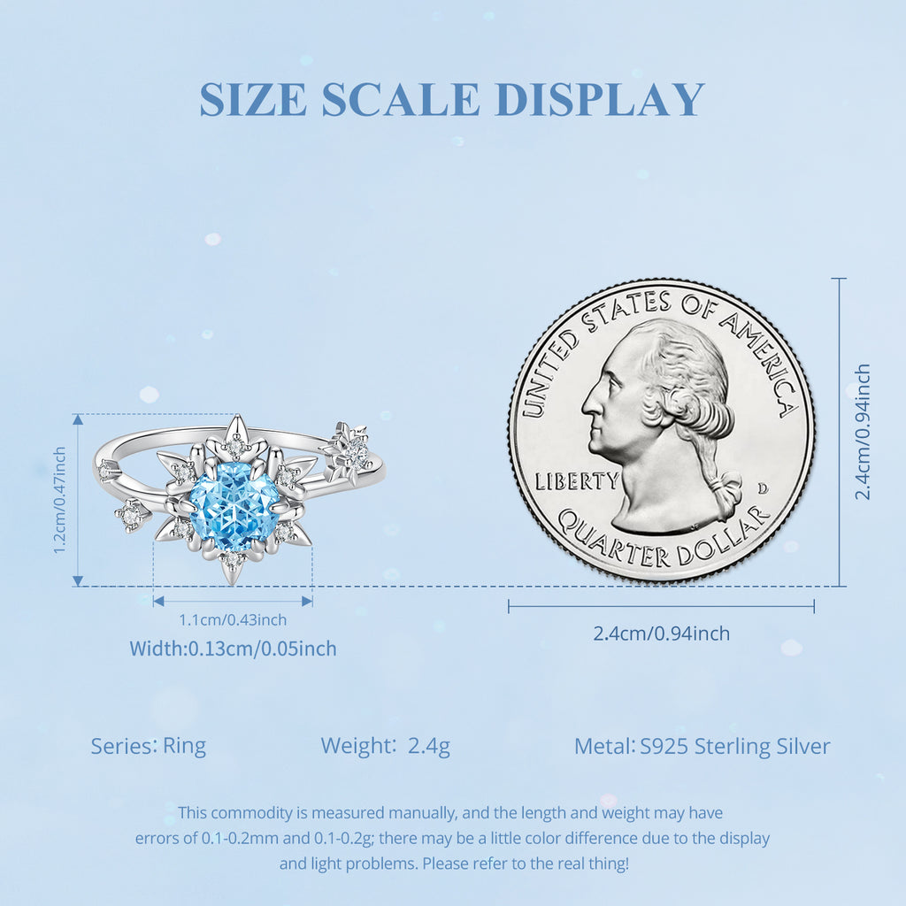 Ice Blue Snowflake Ring
