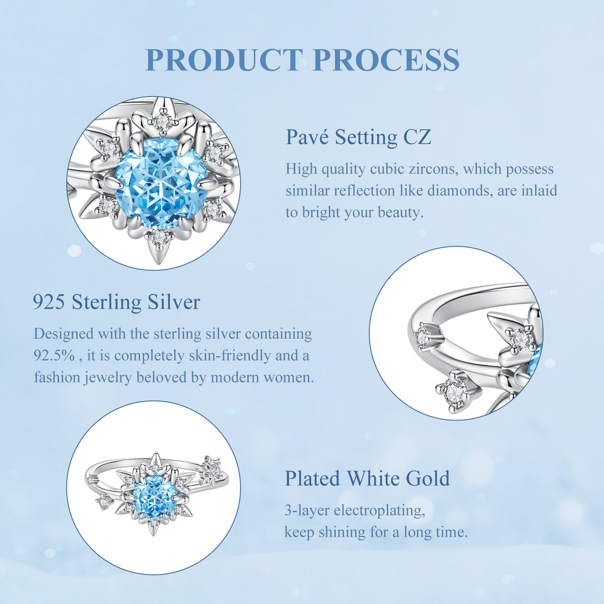 Ice Blue Snowflake Ring