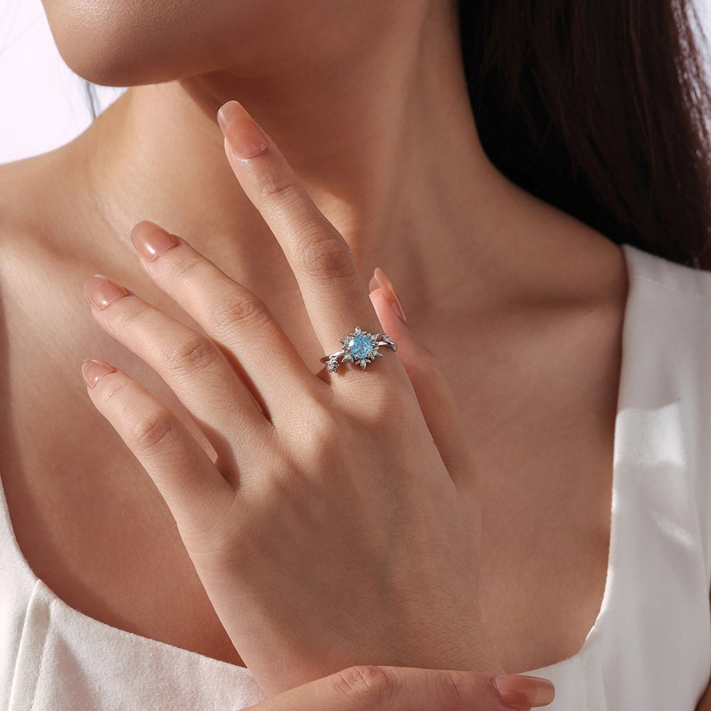 Ice Blue Snowflake Ring