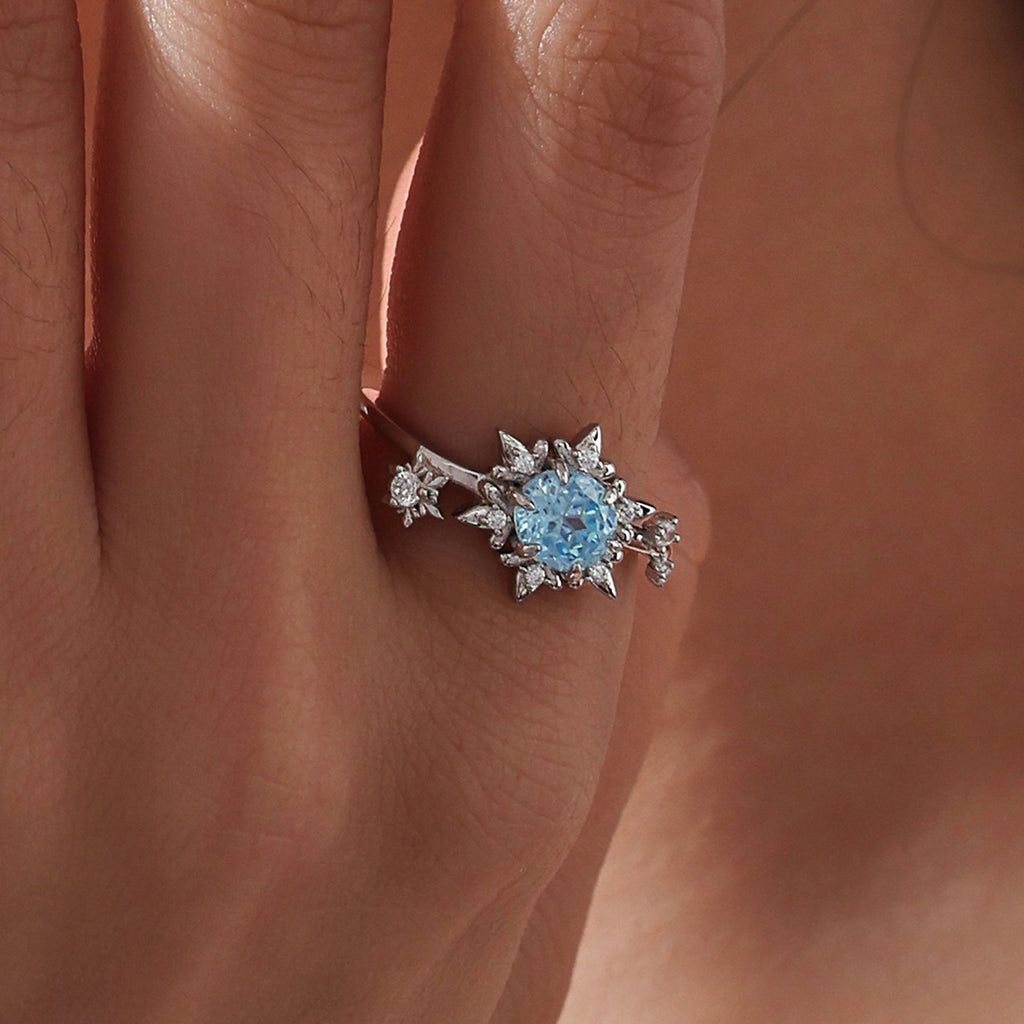 Ice Blue Snowflake Ring