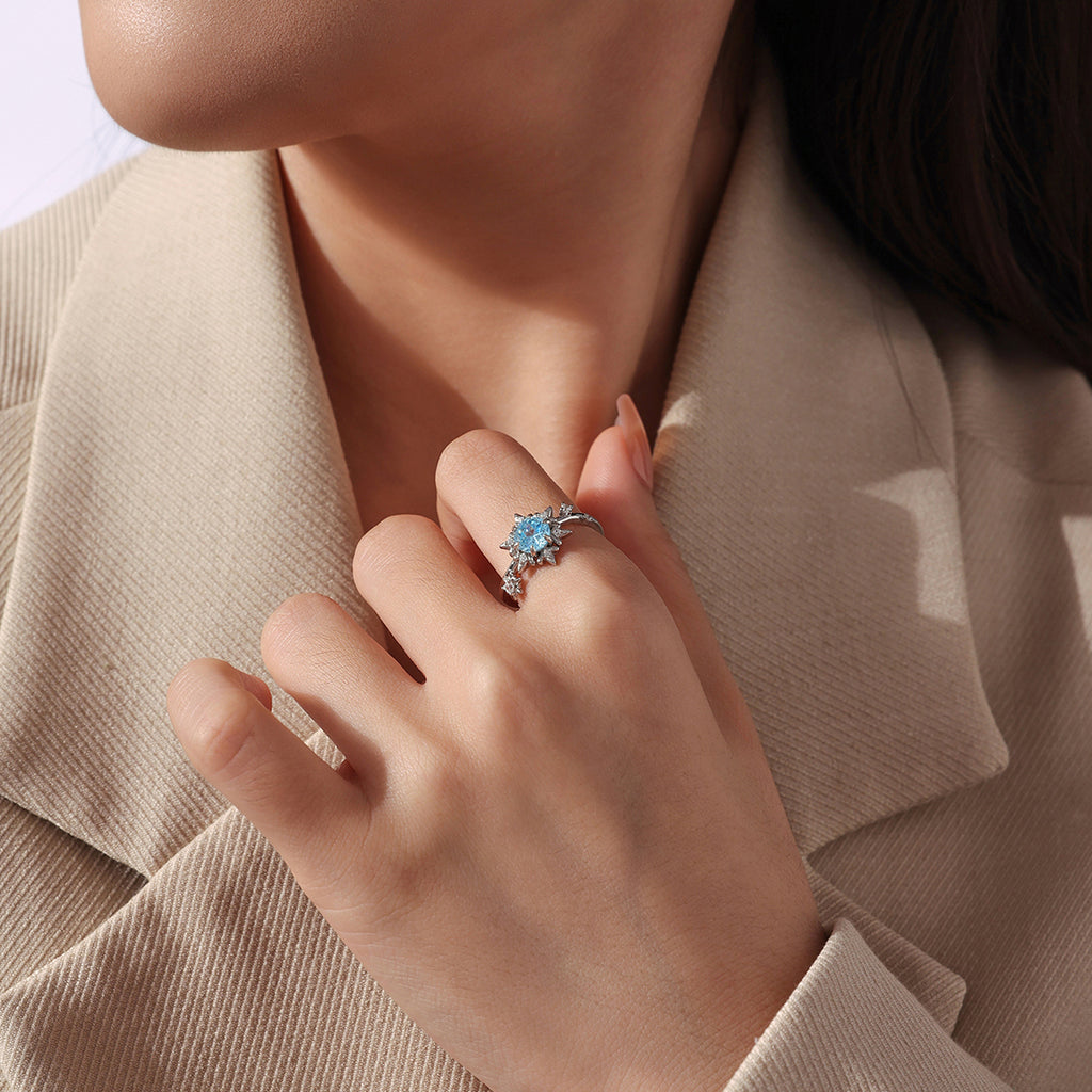 Ice Blue Snowflake Ring