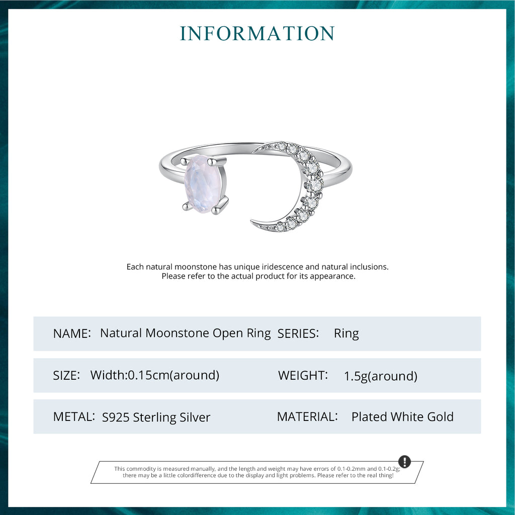 Natural Moonstone Open Ring