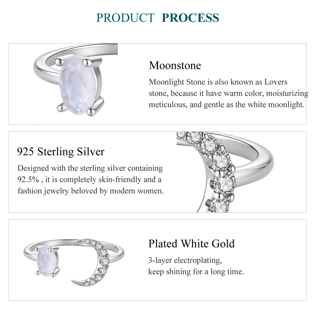 Natural Moonstone Open Ring