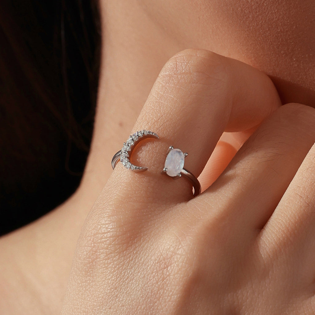 Natural Moonstone Open Ring