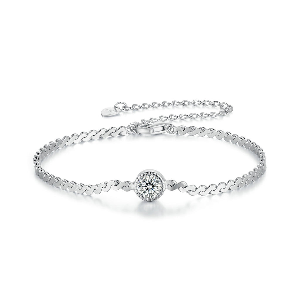 Bezel Solitaire Chain Bracelet