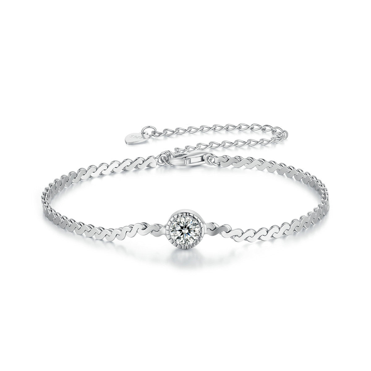 Bezel Solitaire Chain Bracelet