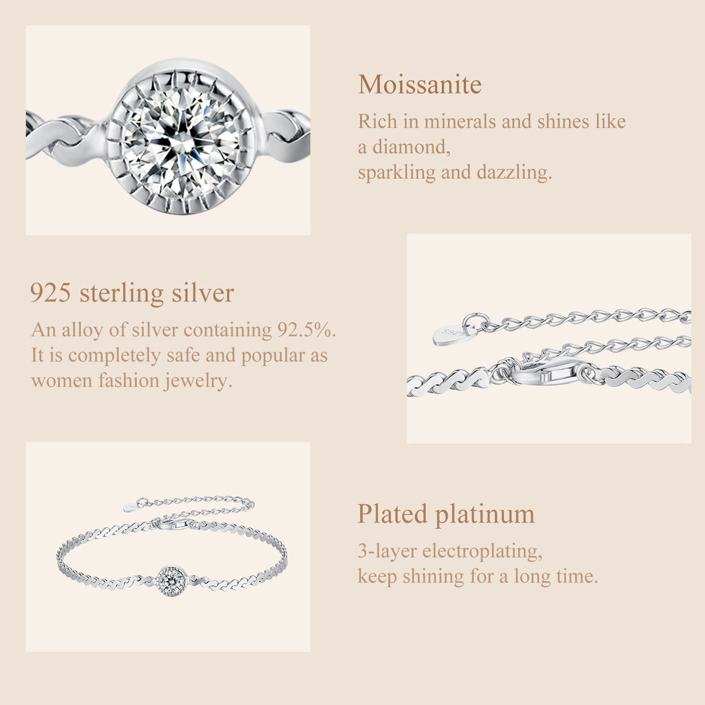Bezel Solitaire Chain Bracelet