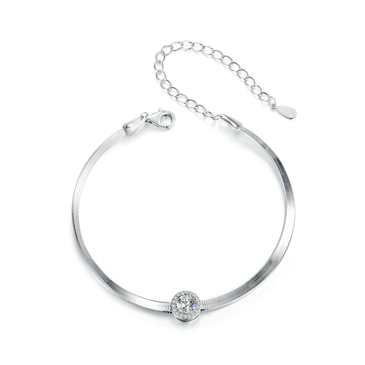 Solitaire Herringbone Bracelet
