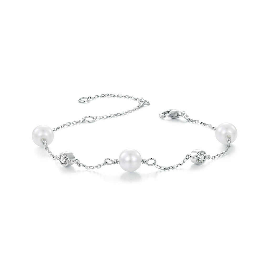 Pearl & Bezel Station Bracelet