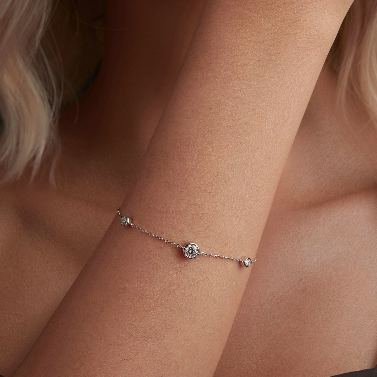 Three-Stone Bezel Bracelet