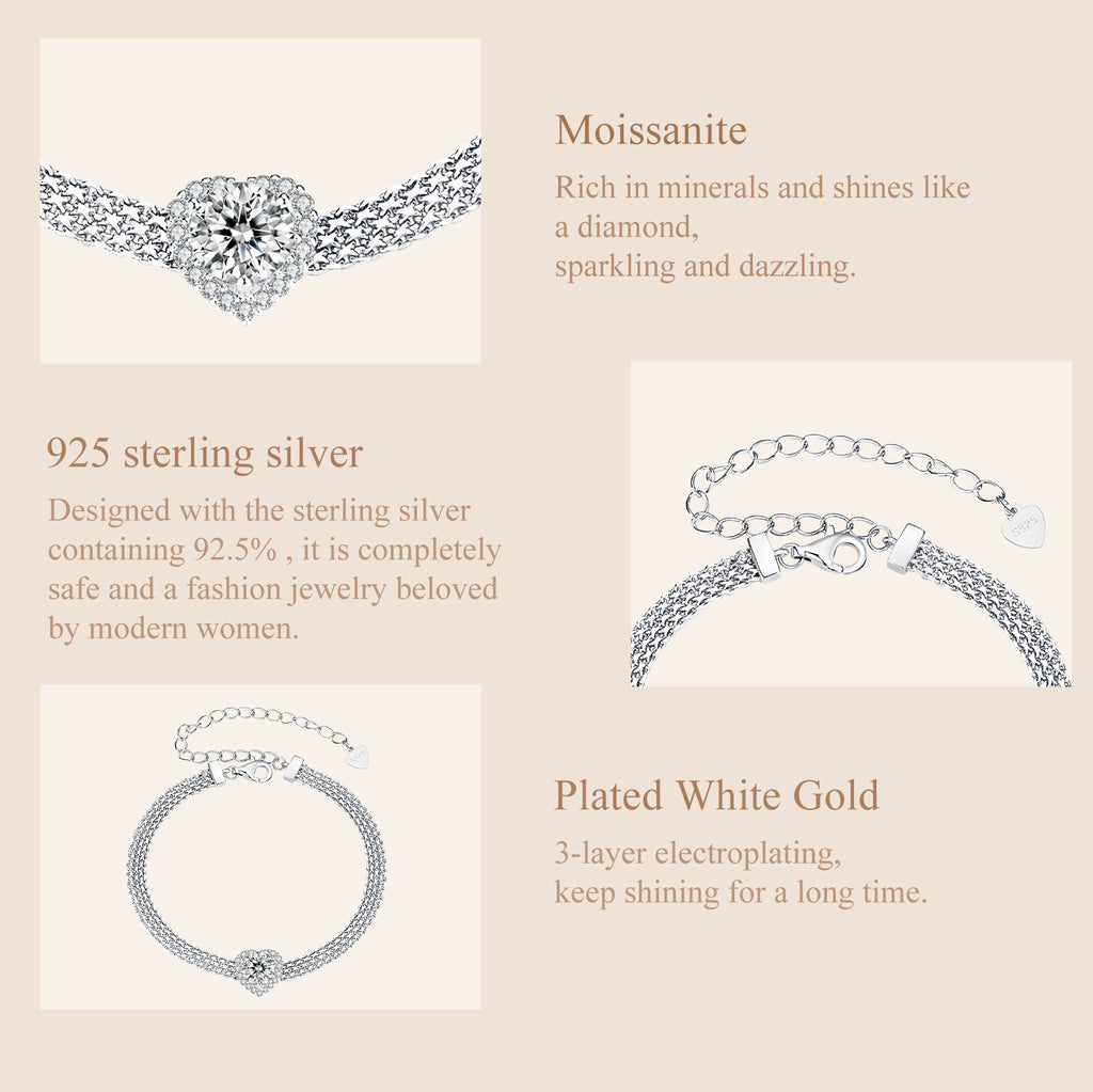 Pavé Heart Chain Bracelet