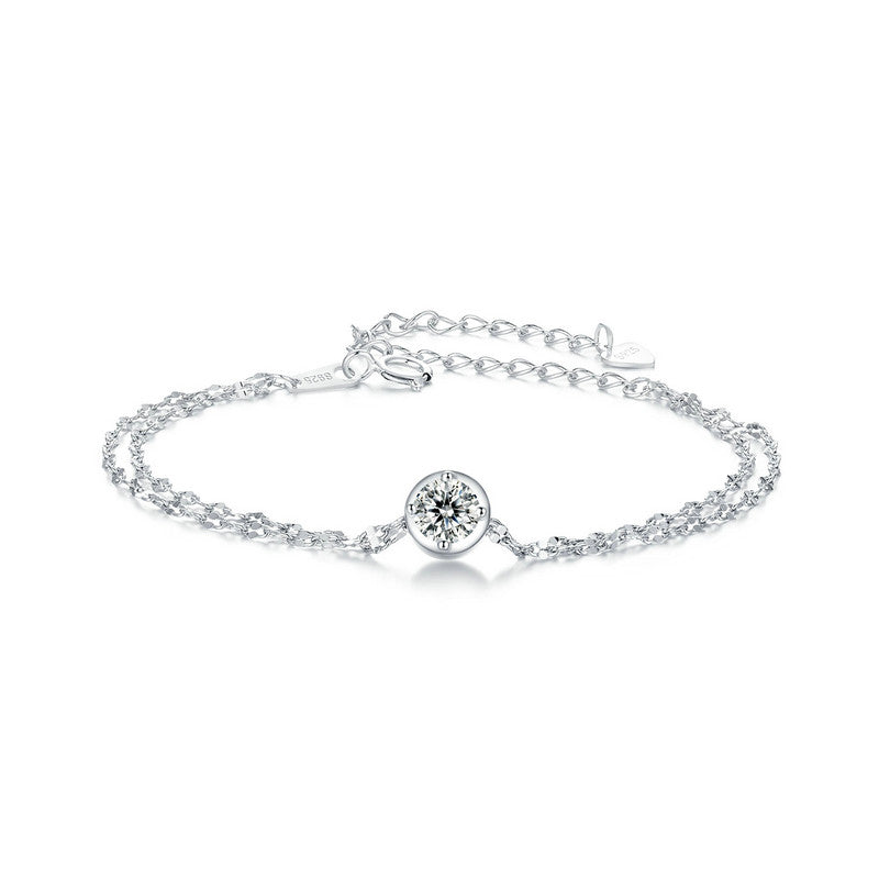Double Chain Bezel Bracelet