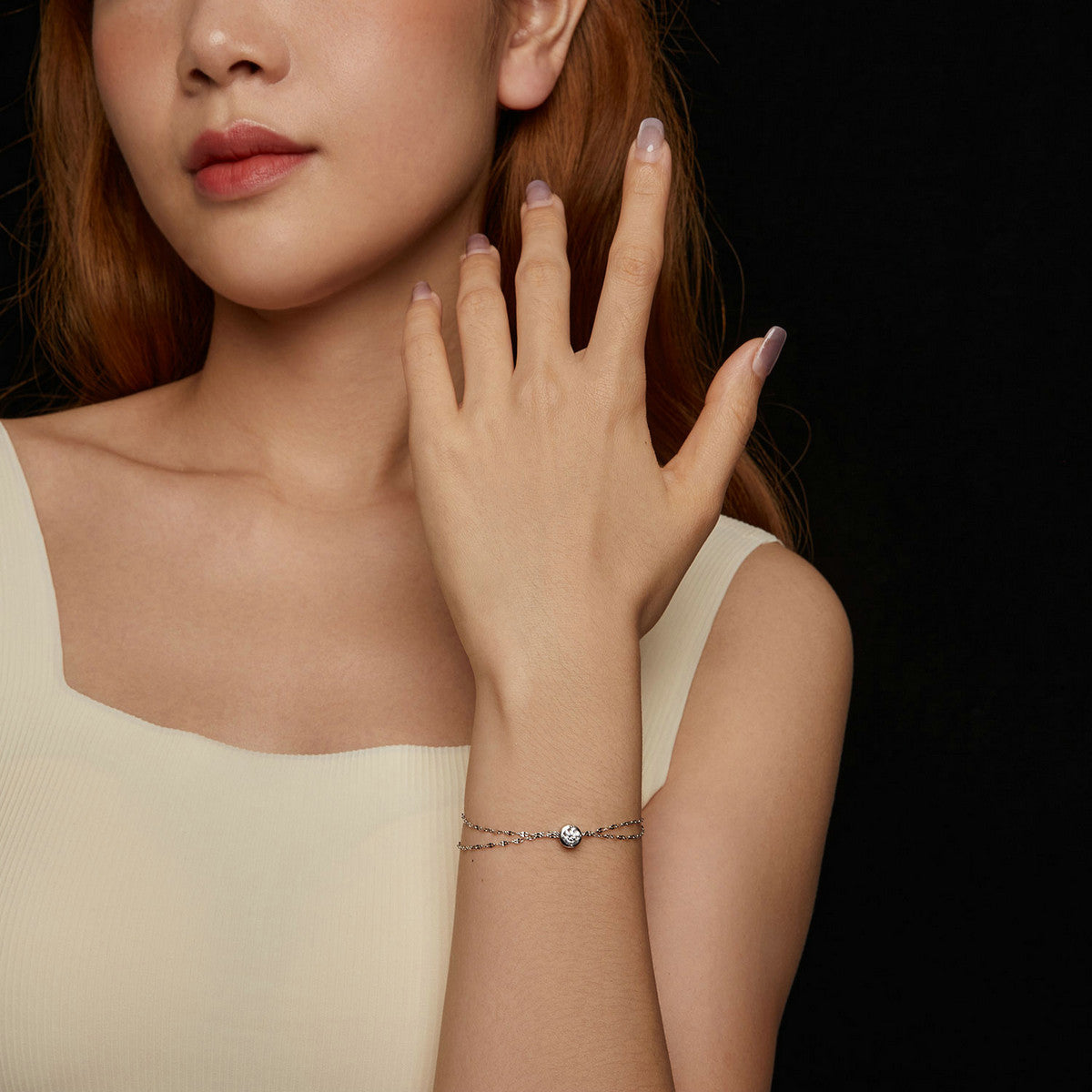 Double Chain Bezel Bracelet