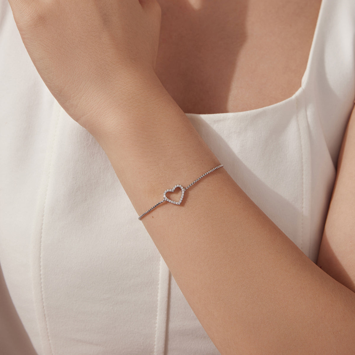 Open Heart Pavé Bracelet