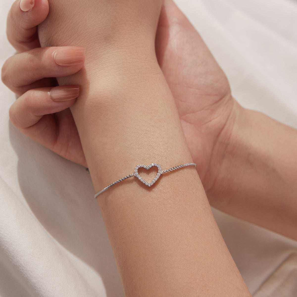 Open Heart Pavé Bracelet