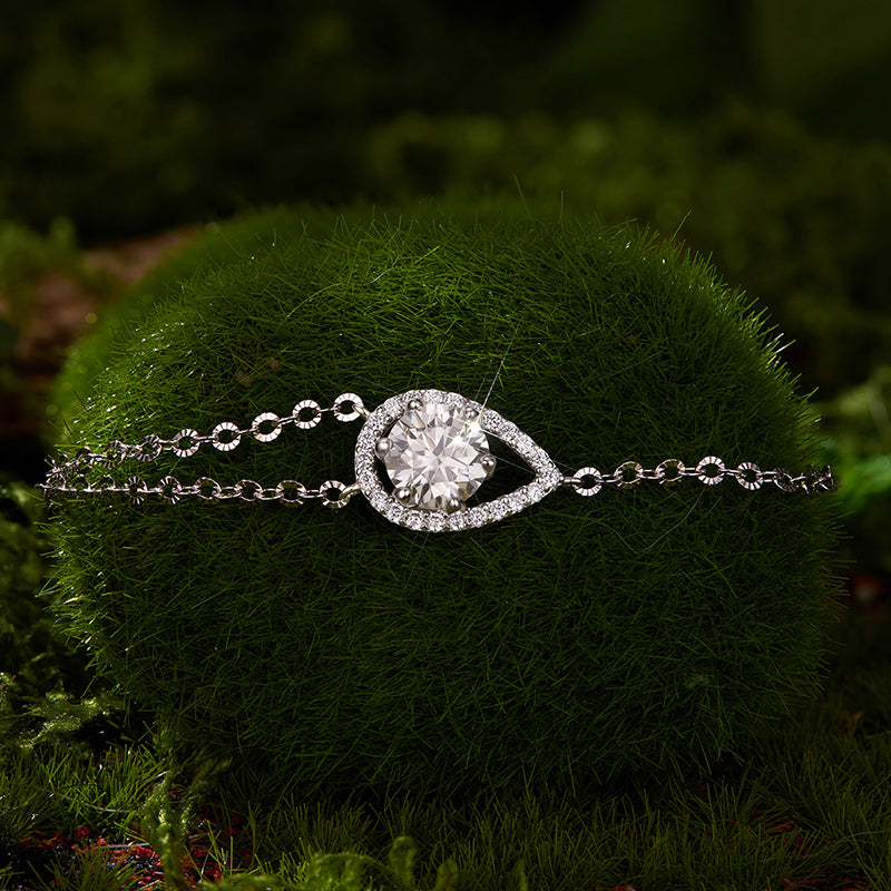 Open Pear Halo Bracelet
