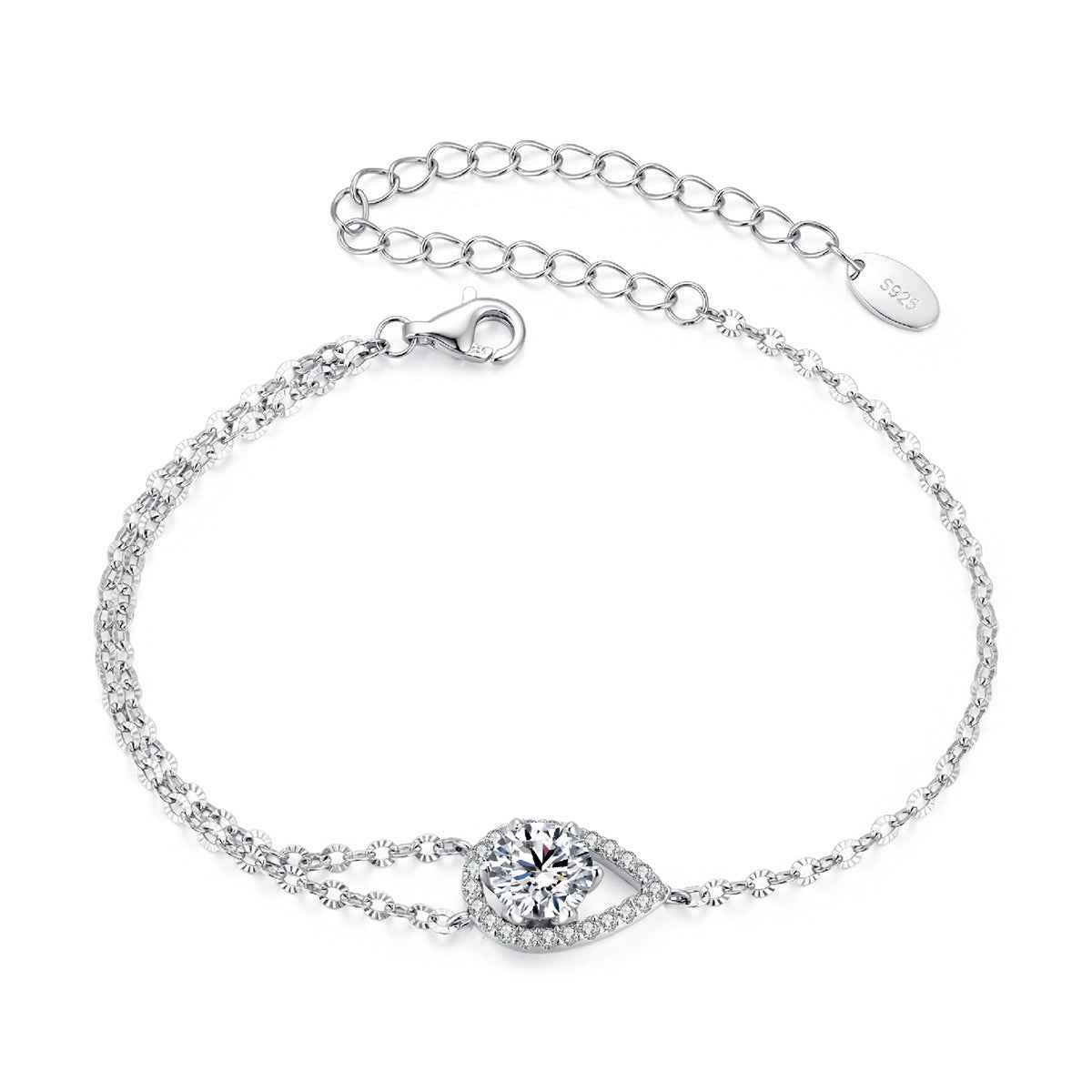 Open Pear Halo Bracelet