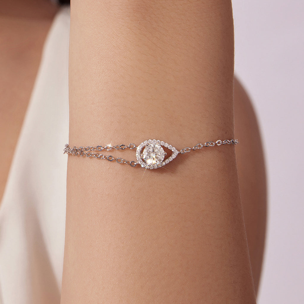 Open Pear Halo Bracelet