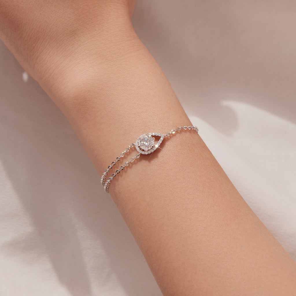 Open Pear Halo Bracelet